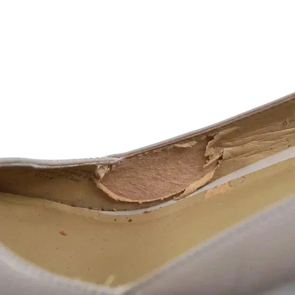 Nine West  Leather Platform Pump Stiletto Heel Open Toe Beige Tan Black Size 8 - Picture 9 of 10